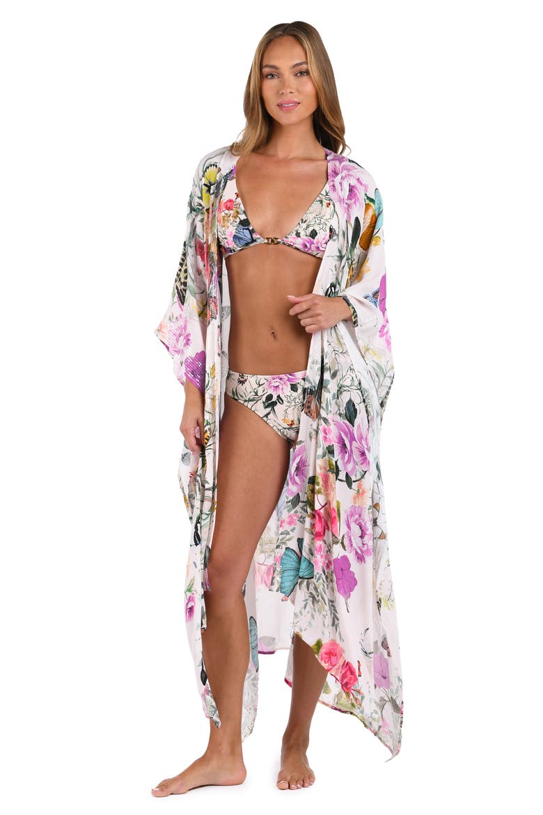 Kara Butterfly Print Cover-Up Wrap, Alternate, color, IVORY