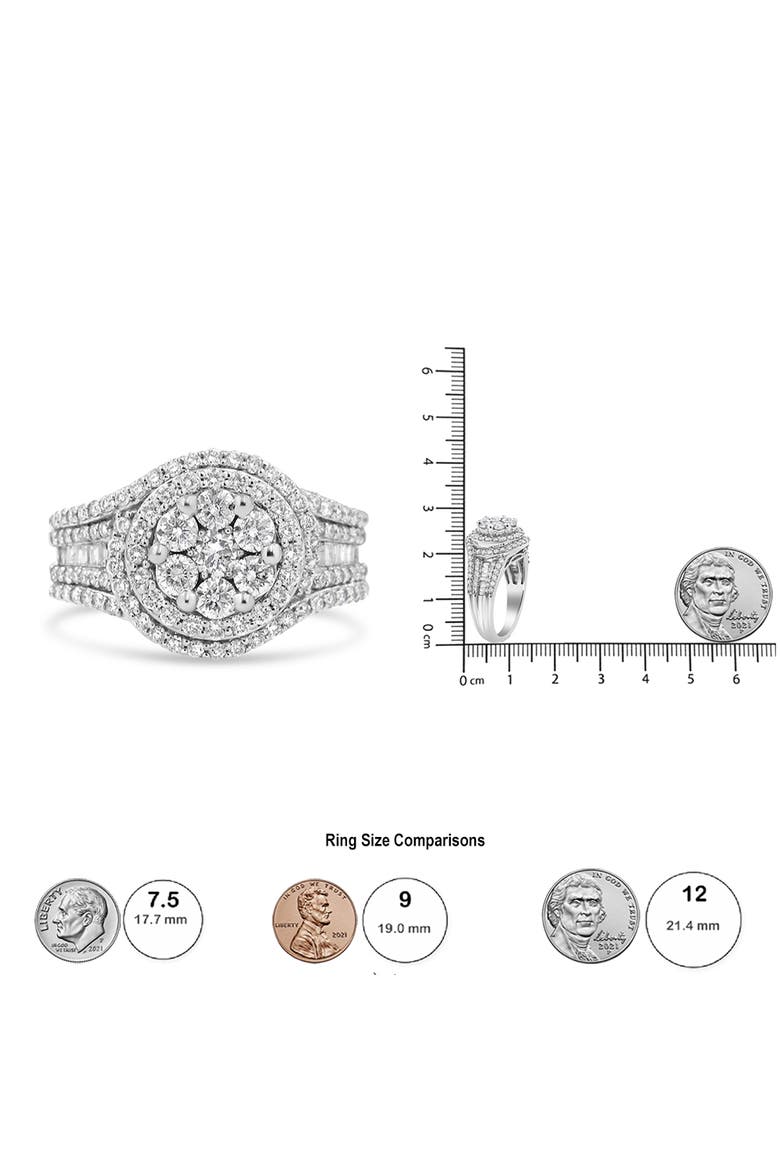 14K White Gold 1 1/2 Cttw Diamond Floral Cluster Halo Ring, Alternate, color, White
