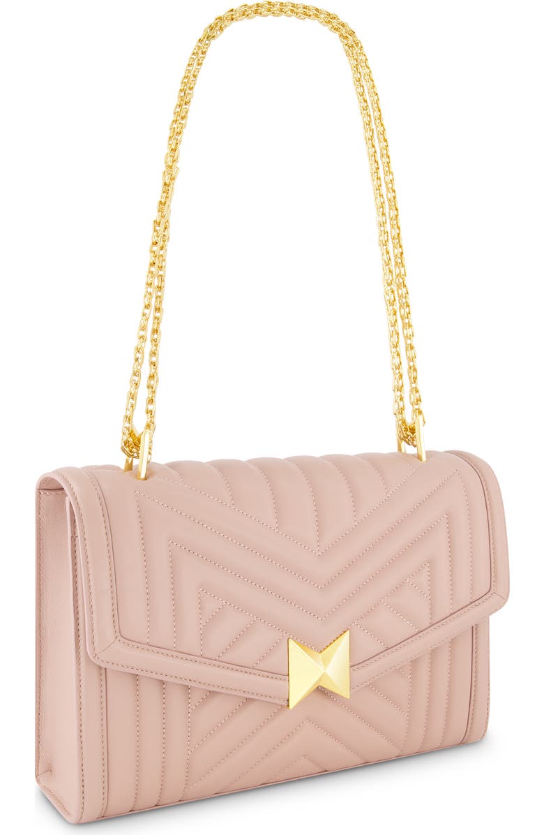 Mac Duggal Gold Plated Hardware Quilted Napa Leather Handbag, Alternate, color, Rose