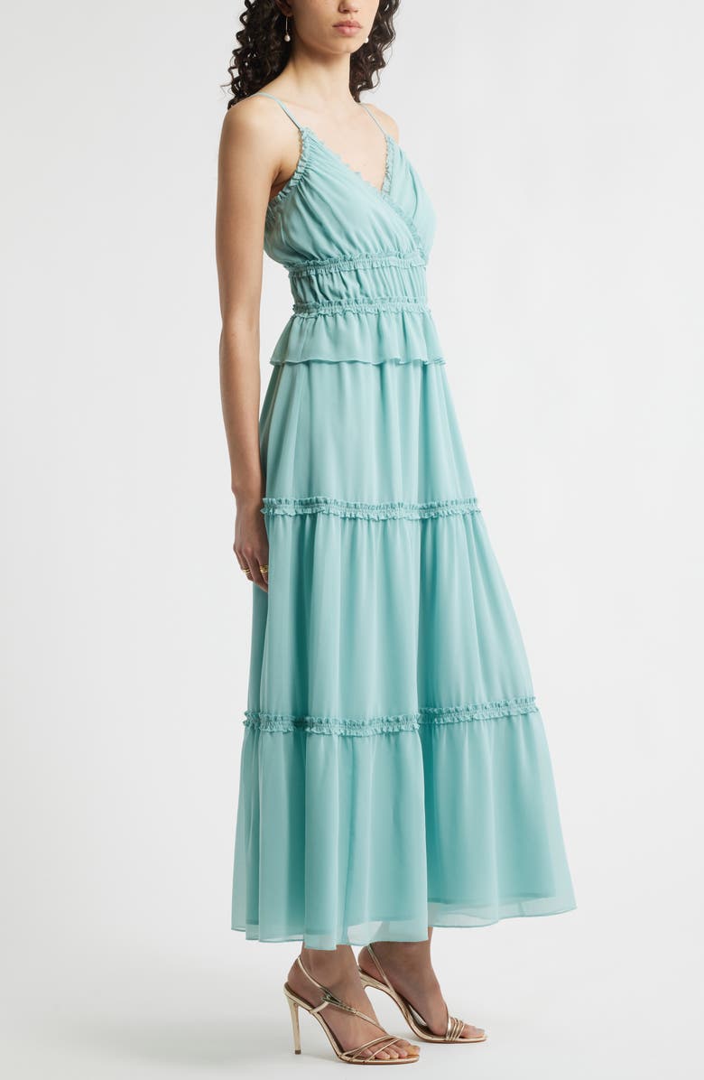 Chelsea28 Micro Ruffle Peplum Maxi Dress, Alternate, color, Teal Aquifer