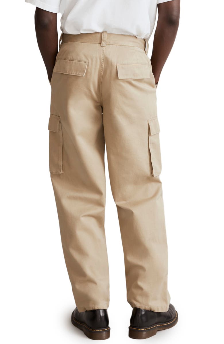 Madewell Pleated Cotton Cargo Pants, Alternate, color, Ash Green