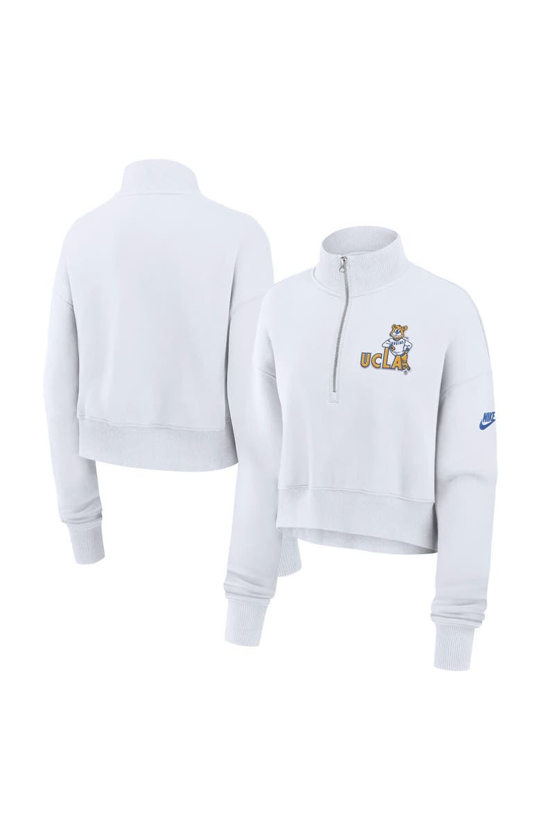 Nike Women's Nike White UCLA Bruins Legacy Elevated Logo Cropped Half-Zip Sweatshirt, Main, color, White