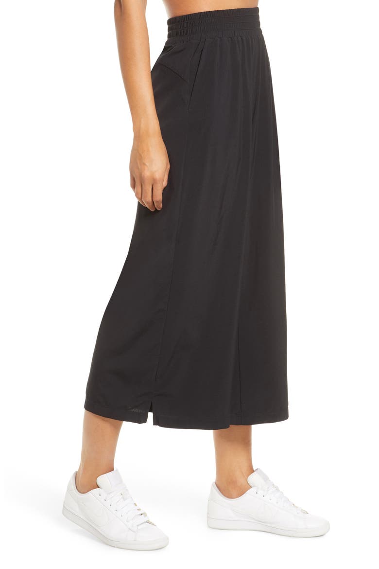 Getaway Flowy High Waist Crop Wide Leg Pants, Alternate, color, BLACK