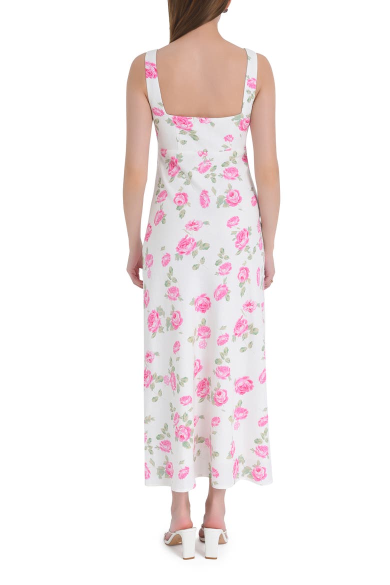 Romeo Floral Linen Blend Midi Dress, Alternate, color, IVORY ROSES