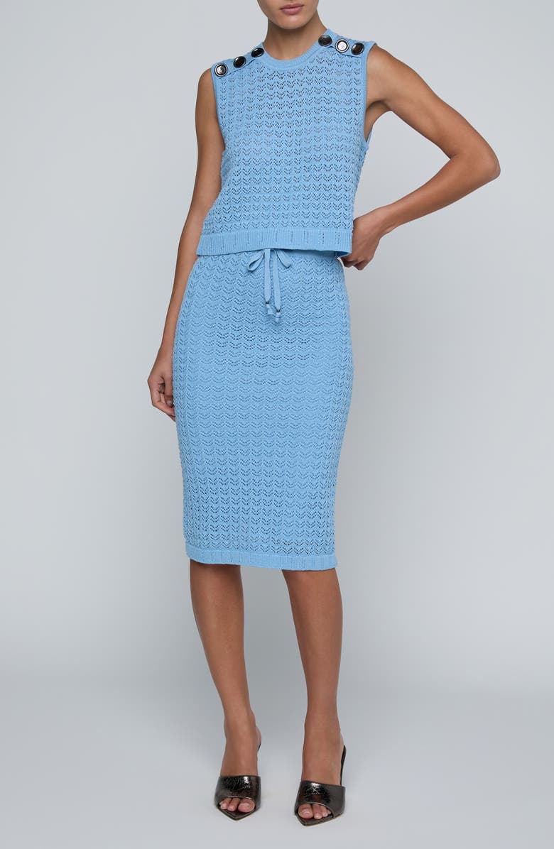 L'AGENCE Max Sleeveless Pointelle Top, Alternate, color, Pale Blue/ Gold