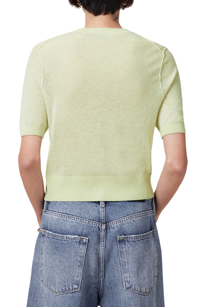 Elsie Short Sleeve Wool & Cashmere Sweater, Alternate, color, JADE GREEN