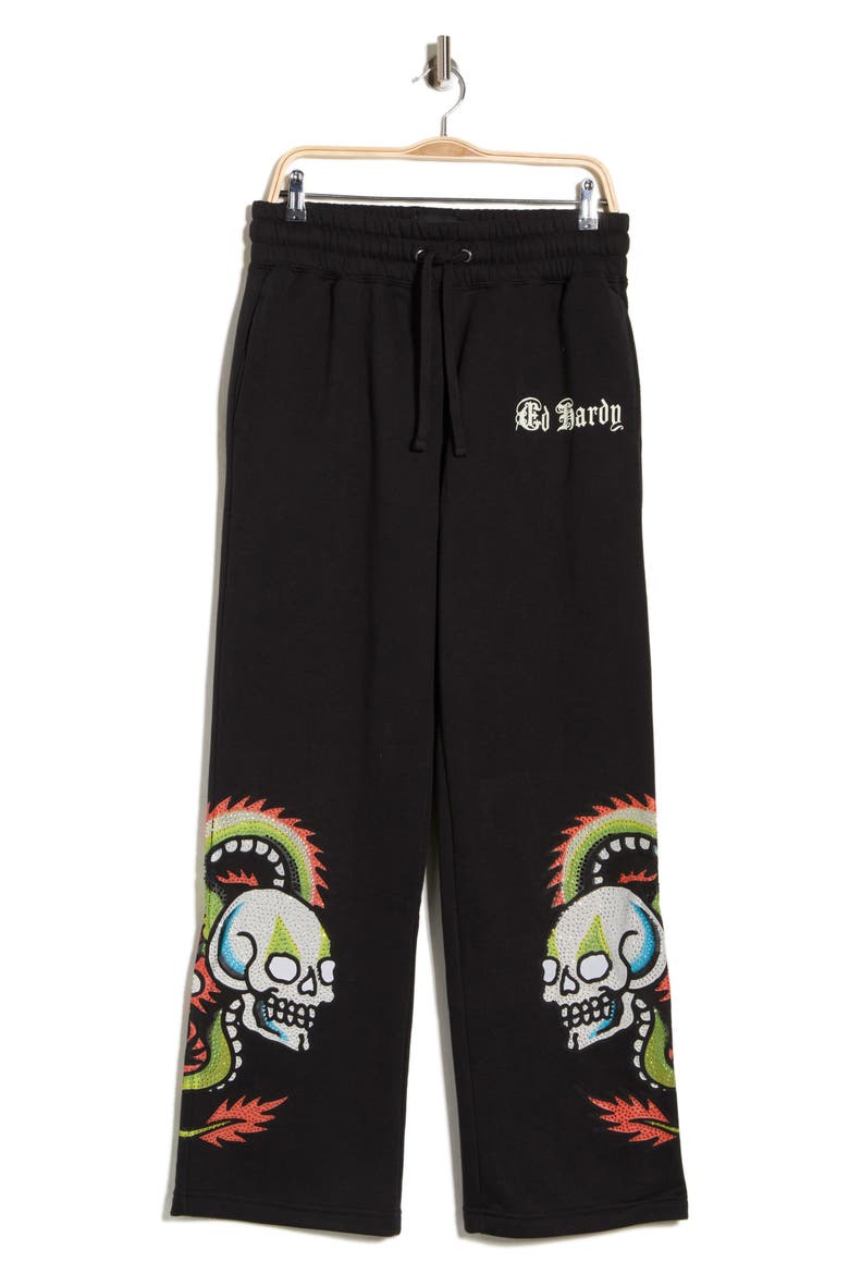 Dragon Skulls Baggy Sweatpants, Main, color, BLACK