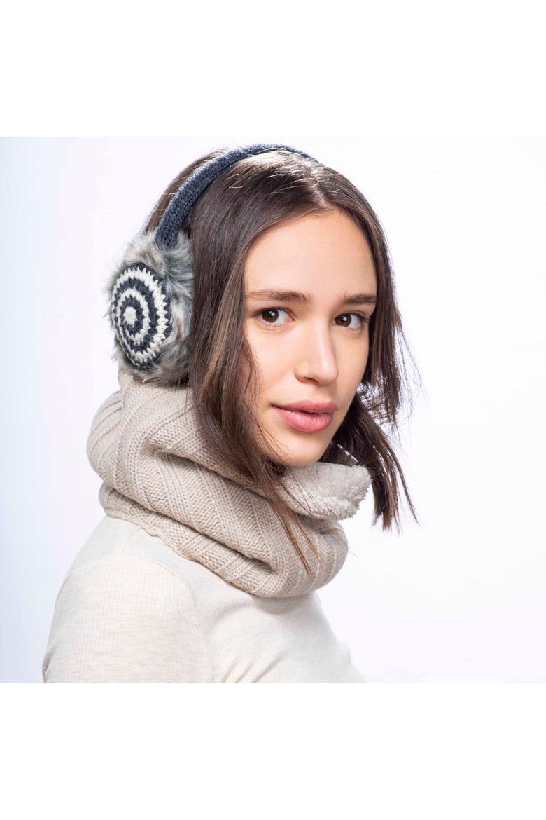 Spiral Earmuffs, Alternate, color, Charcoal/White