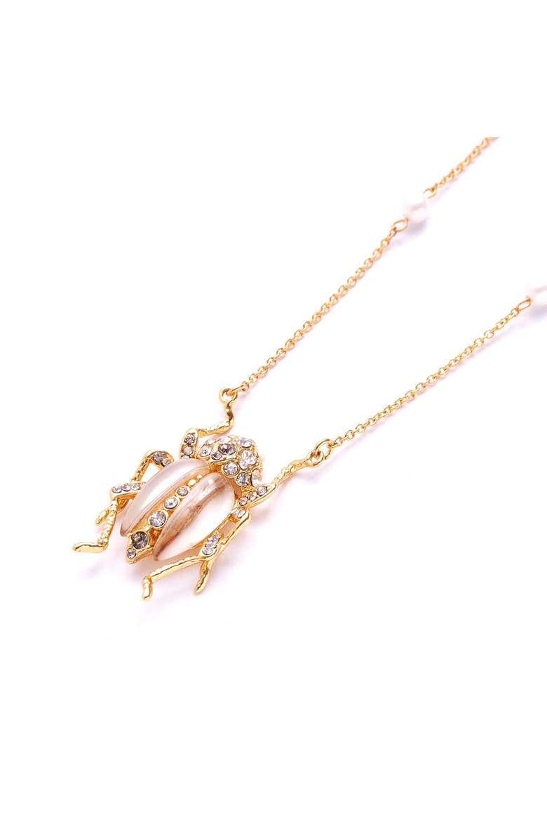 Bejewelled Beetle Pendant - White, Main, color, Beetle