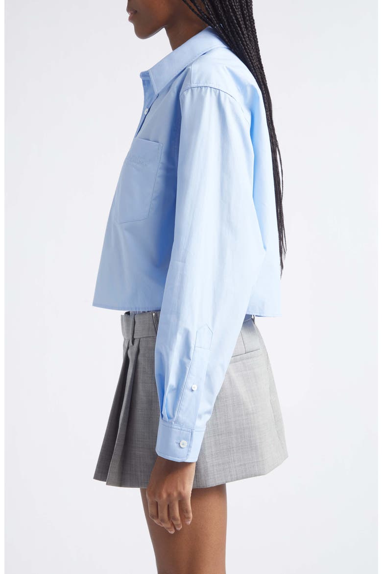 Logo Crop Cotton Button-Up Shirt, Alternate, color, OXFORD BLUE