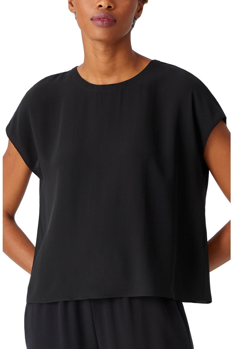 Silk Top, Main, color, BLACK