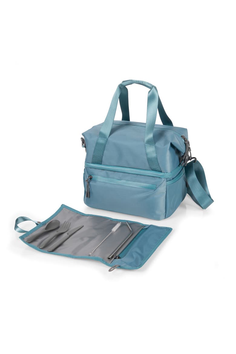 Tarana Recycled Lunch Bag Cooler with Utensils, Main, color, Aurora Blue