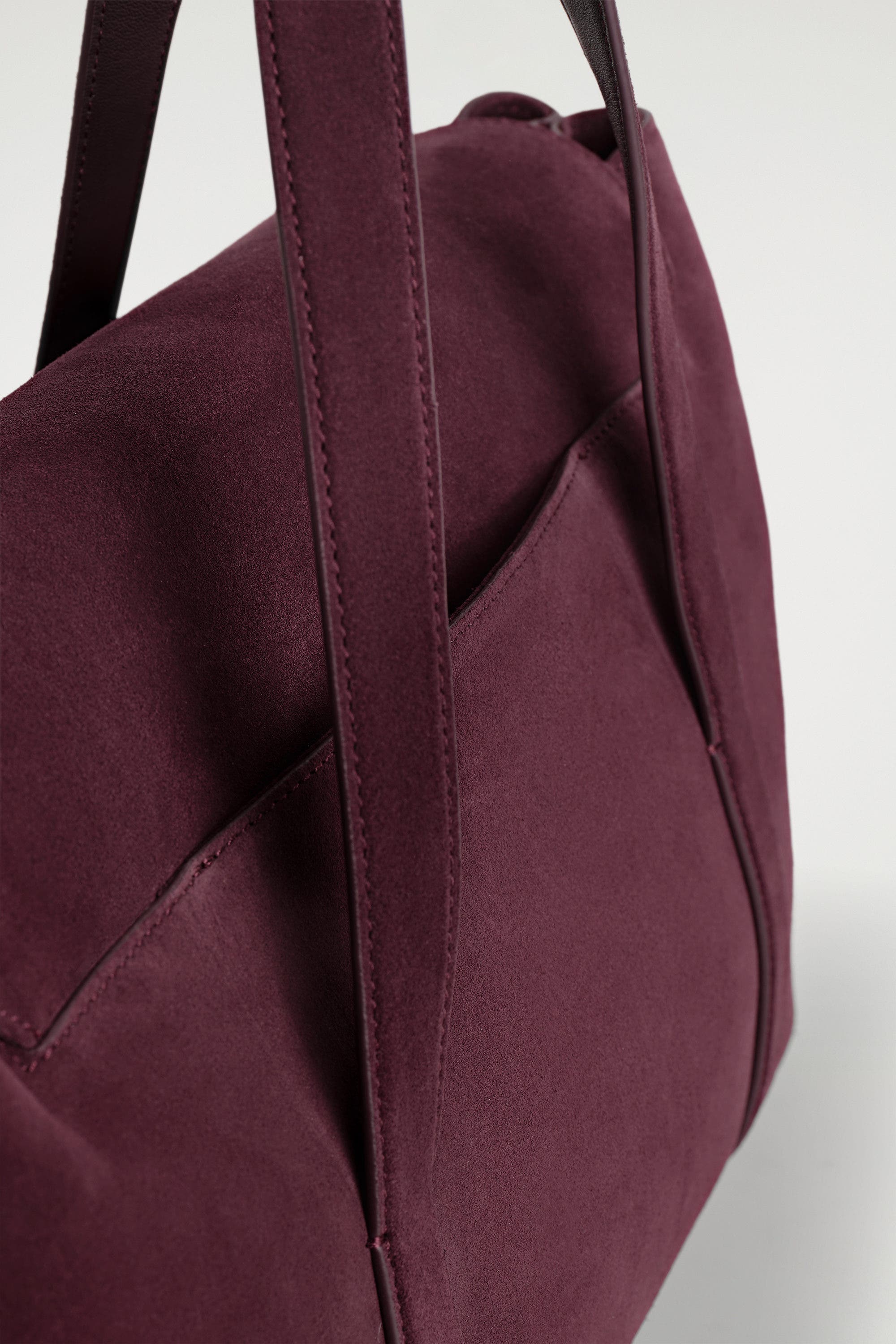 COS Easel Tote Bag - Suede, Alternate, color, Bordeaux