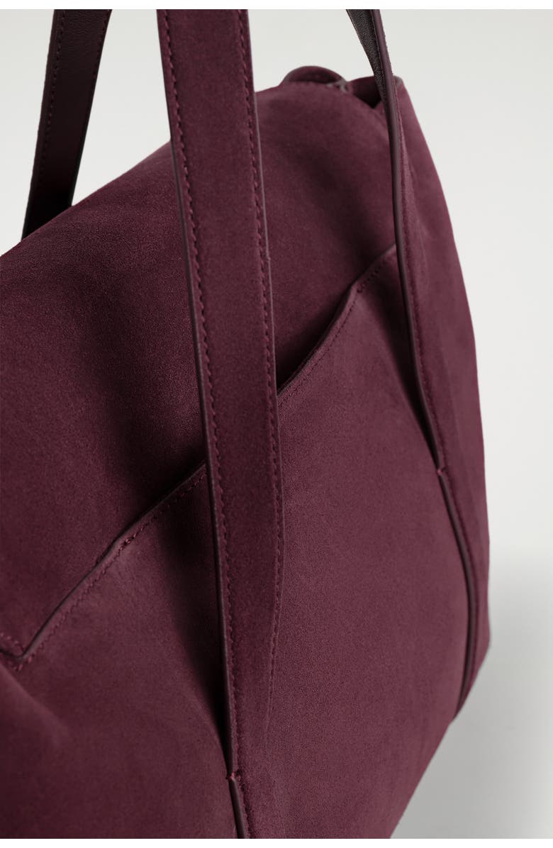 COS Easel Tote Bag - Suede, Alternate, color, Bordeaux