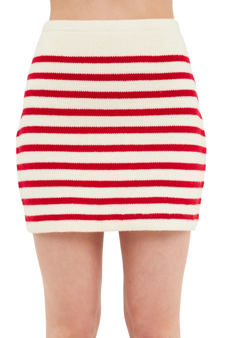 Stripe Miniskirt, Alternate, color, RED/CREAM