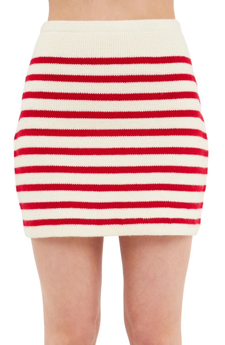 English Factory Stripe Miniskirt, Alternate, color, Red/Cream