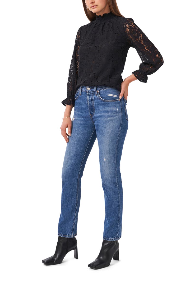 1.STATE Smocked Mock Neck Top, Alternate, color, 