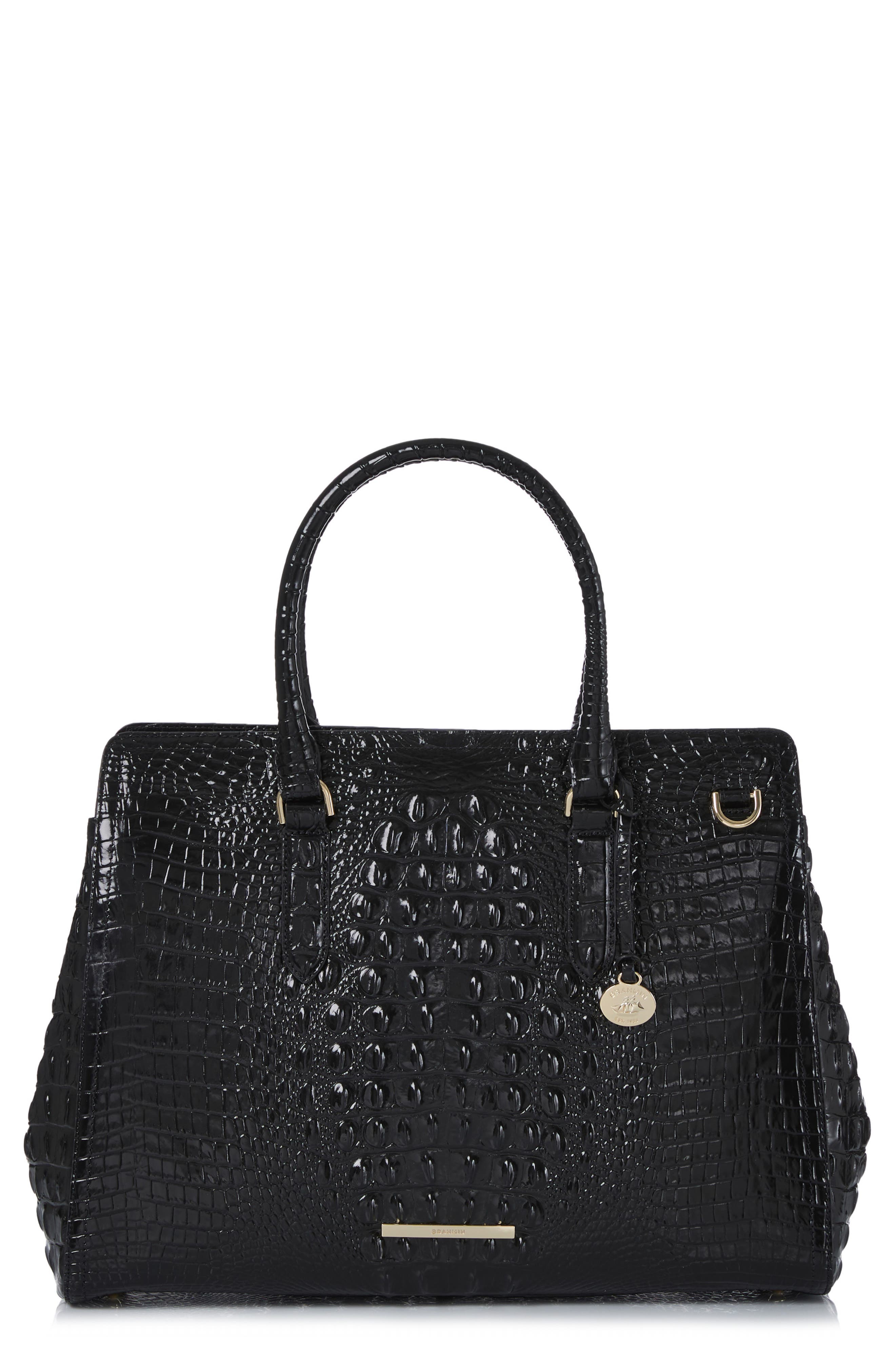 Brahmin Finley Carryall Croc Embossed Leather Satchel, Main, color, 