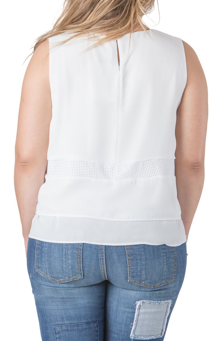 Standards & Practices Mandy Faux Leather Trim Top, Alternate, color, White