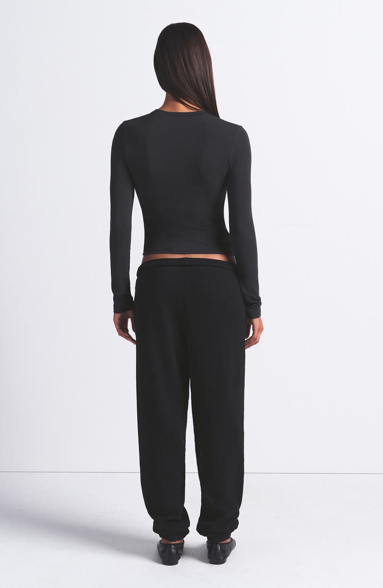 SKIMS Stretch Cotton Jersey Long Sleeve T-Shirt, Alternate, color, Soot