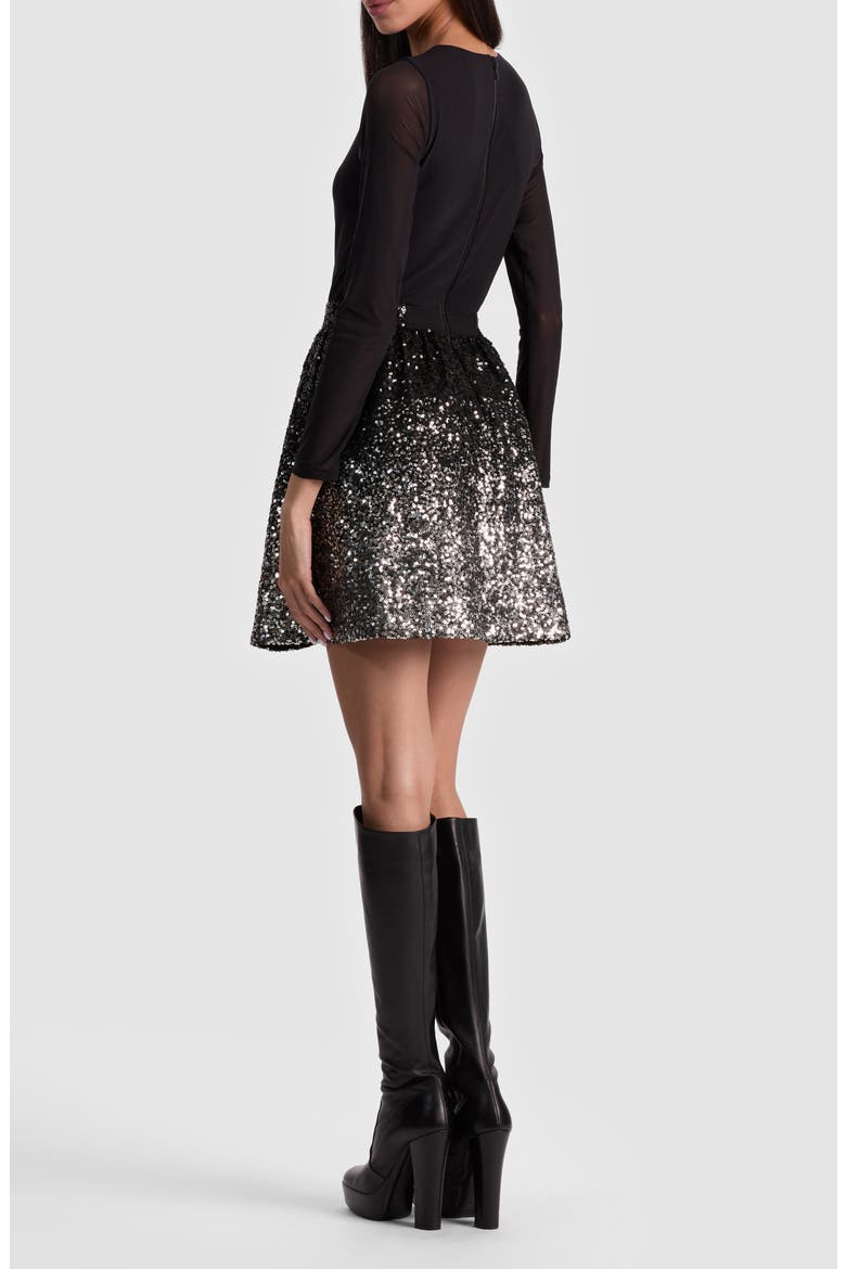 Chara Long Sleeve Sequin Skirt Party Dress, Alternate, color, BLACK/ MULTI
