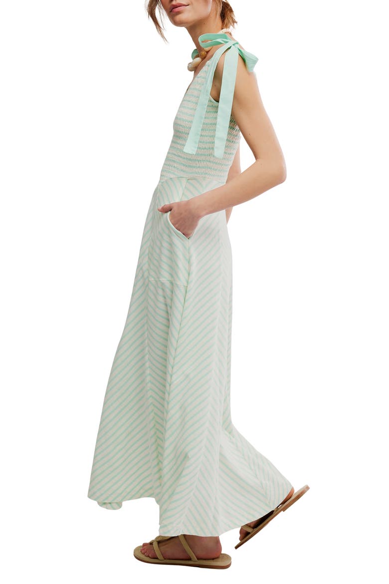 Cecelia Stripe Tie Shoulder Midi Dress, Alternate, color, BAY COMBO