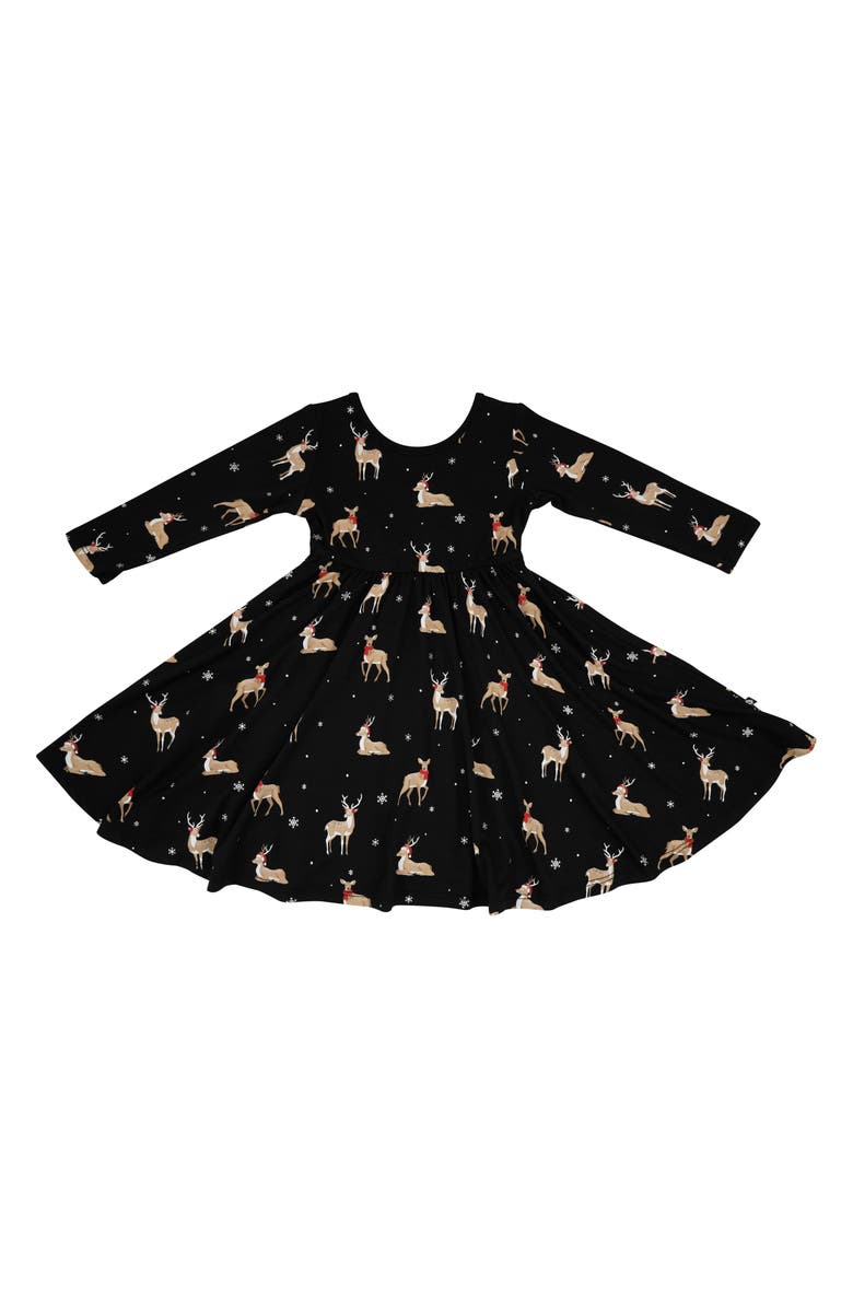 Kyte BABY Midnight Deer Long Sleeve Twirl Dress, Main, color, Midnight Deer