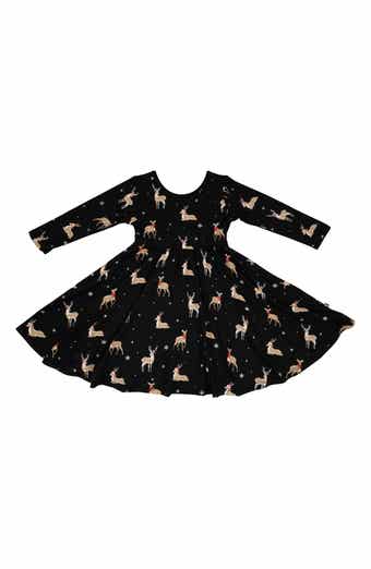 Kyte BABY Midnight Deer Long Sleeve Twirl Dress