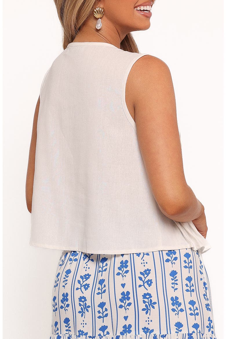 Delia Tie Front Pleat Tank, Alternate, color, WHITE