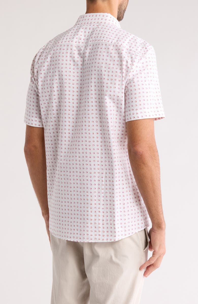 BOSS Roan Ken Slim Fit Short Sleeve Button-Up Shirt, Alternate, color, Open White