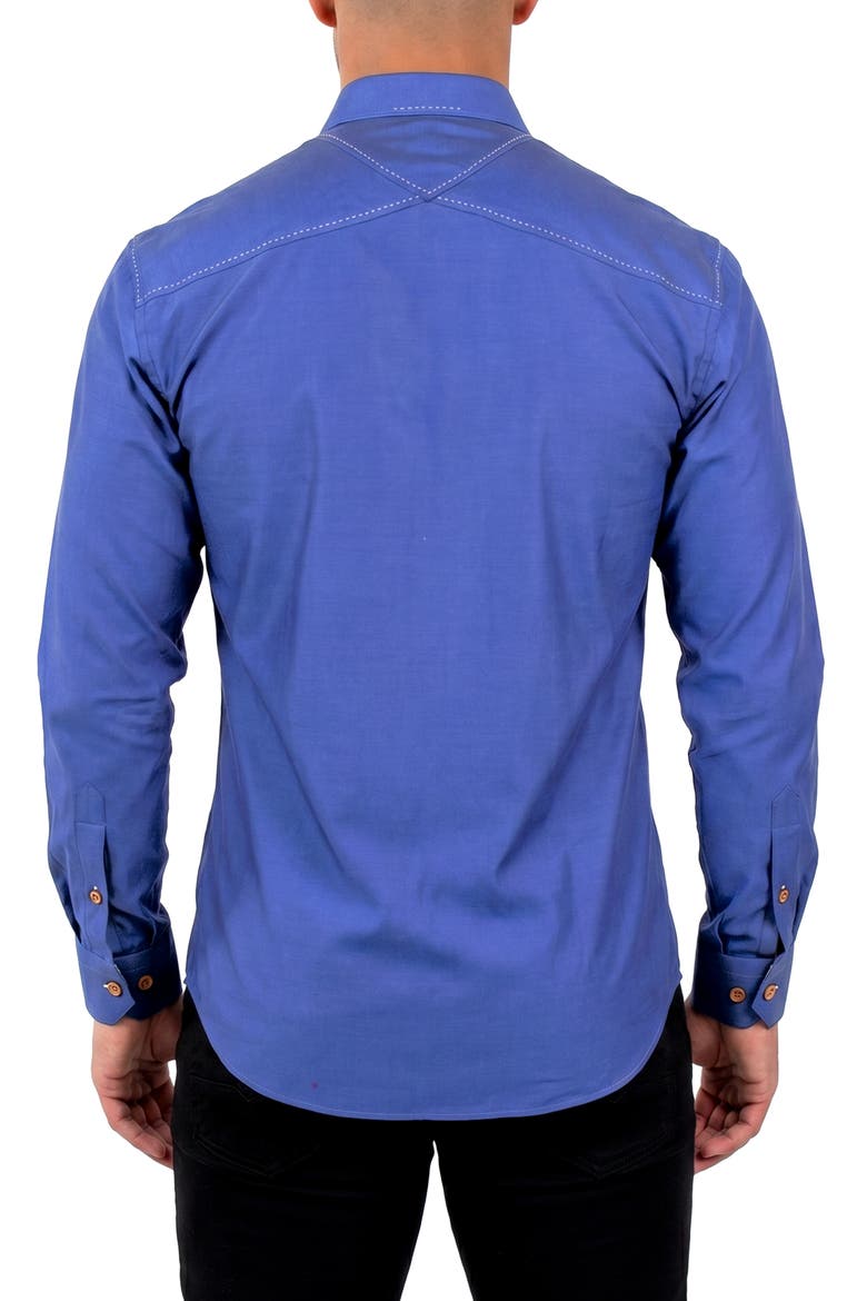 Punto Cotton Long Sleeve Dress Shirt, Alternate, color, BLUE
