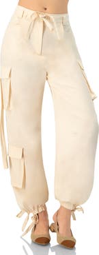 IVONNE Solid Cargo Pants with Straps