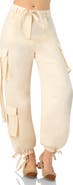 IVONNE Solid Cargo Pants with Straps