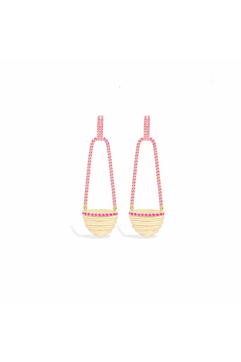 Found Cap Chandelier Earring, Main, color, Pink Sapphire- Gold