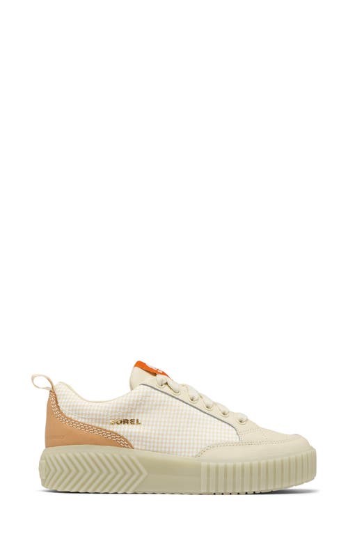 Sorel Ona Ave Check Mixed Leather Sneakers In Bleached Ceramic/light Aloe