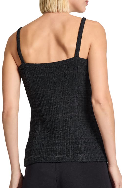 Misook Tonal Plaid Knit Tank In Black