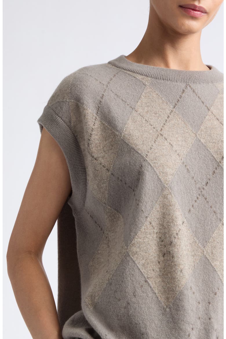 Clan Argyle Plaid Cashmere Sweater Vest, Alternate, color, POWDERED STONE COLOURWAY