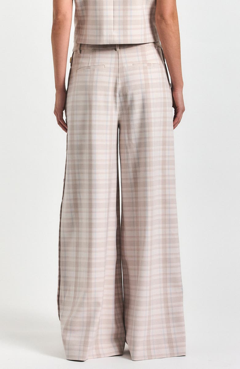 Derek Lam 10 Crosby Carter Button Wide Leg Pants, Alternate, color, Taupe/ Blue Plaid