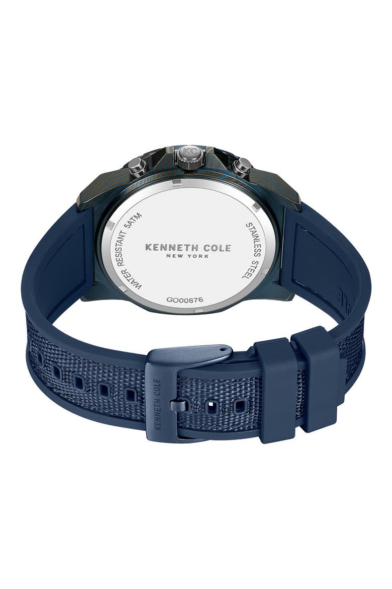 The Hollis Blue Chronograph Silicone & Nylon Strap Watch, 45mm, Alternate, color, NAVY / BLUE DARK