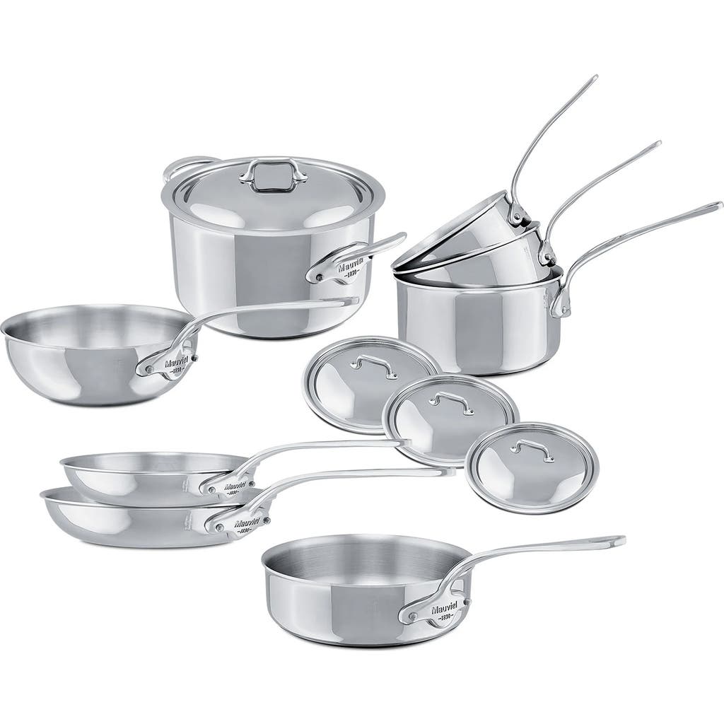 Mauviel M"cook 12 Piece Cookware Set With Cast Stainless Handles, Stainless Steel In Silver
