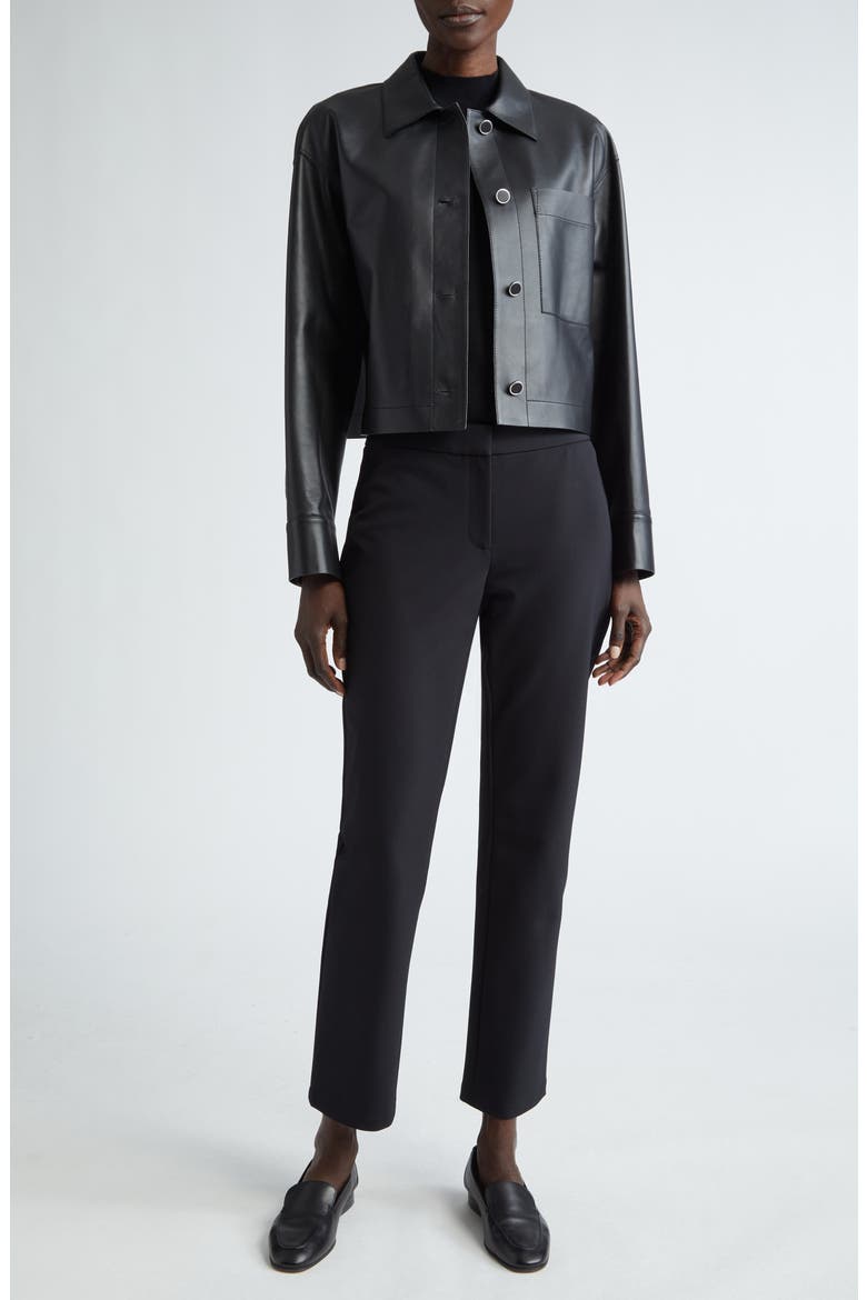 Crop Leather Shirt Jacket, Alternate, color, BLACK