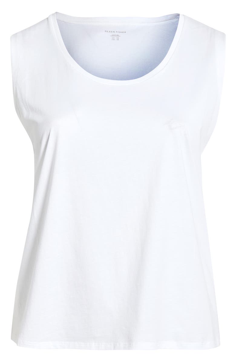 Eileen Fisher Scoop Neck Organic Cotton Tank, Alternate, color, White