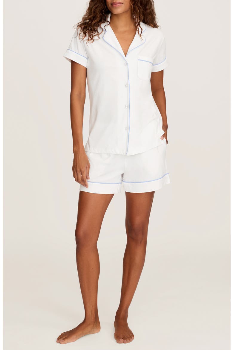 Classic Pima Cotton Short Sleeve Short Pajamas, Main, color, WHITE