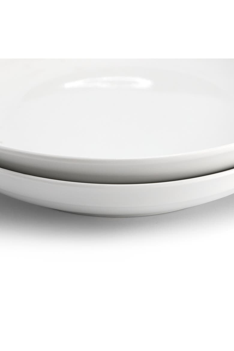 2 Piece 11 Inch Round Fine Ceramic Serving Bowl Set, Alternate, color, White