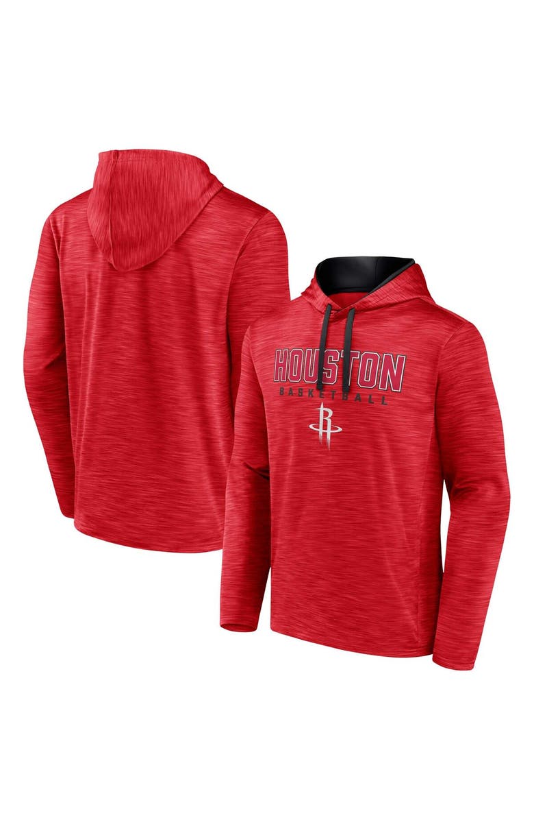 FANATICS Men's Fanatics Branded Heather Red Houston Rockets Fast Break Pullover Hoodie, Main, color, 