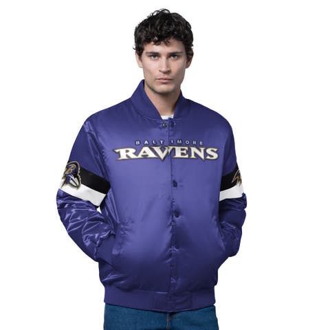 Men
s Starter Purple Baltimore Ravens Triple Option Satin Varsity Full-Snap Jacket