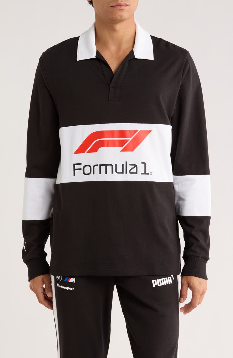 PUMA Formula 1<sup>®</sup> Long Sleeve Rugby Polo, Main, color, Puma Black