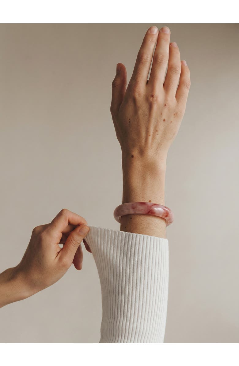 seree Peach Blossom Pink Jade Stone Bangle, Alternate, color,