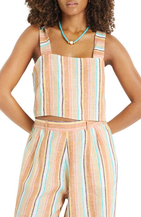 Tallows Crop Linen Cover-Up Top