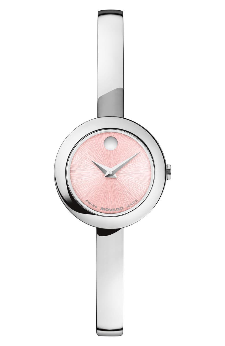 Movado Museum Round Bangle Watch, 21.50mm X 7.45mm, Main, color, Pink